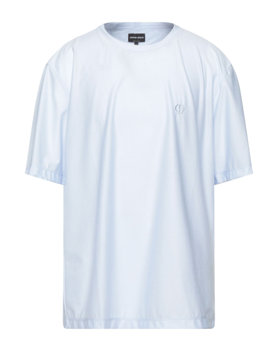 Shop Giorgio Armani Man T-shirt Sky Blue Size 46 Cotton, Polyester
