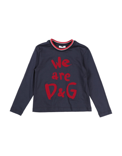Shop Dolce & Gabbana Toddler Boy T-shirt Midnight Blue Size 7 Cotton, Pvc - Polyvinyl Chloride, Elastane