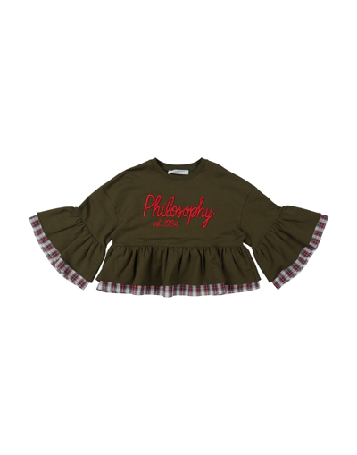 Shop Philosophy Di Lorenzo Serafini Toddler Girl Sweatshirt Military Green Size 4 Cotton, Elastane