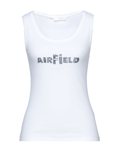 Shop Airfield Woman Tank Top White Size 6 Cotton, Tencel Modal, Elastane