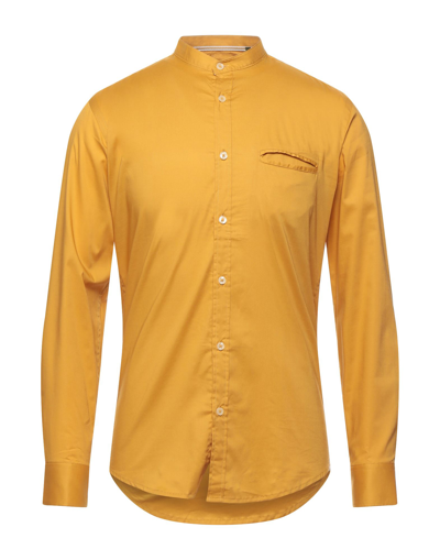 Shop Hermitage Man Shirt Ocher Size Xxl Cotton, Elastane In Yellow