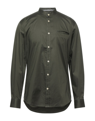 Shop Hermitage Man Shirt Military Green Size Xxl Cotton, Elastane