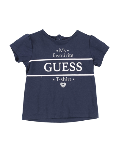 Shop Guess Newborn Girl T-shirt Midnight Blue Size 3 Cotton, Elastane