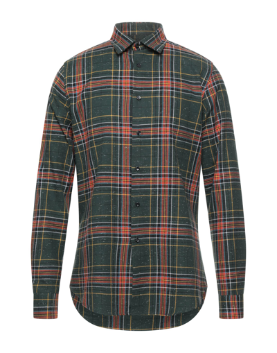 Shop Alessandro Dell'acqua Man Shirt Dark Green Size 16 ½ Cotton, Polyester