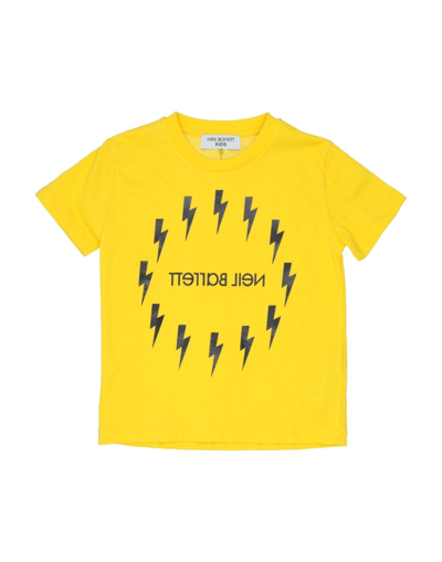 Shop Neil Barrett Toddler Boy T-shirt Yellow Size 4 Cotton