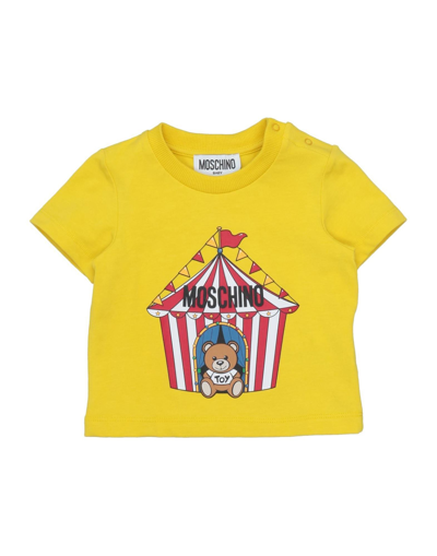 Shop Moschino Baby Newborn T-shirt Yellow Size 3 Cotton, Elastane