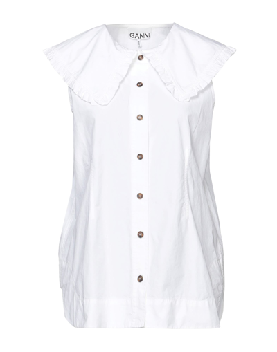 Shop Ganni Woman Shirt White Size 10/12 Organic Cotton