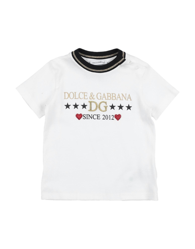 Shop Dolce & Gabbana Newborn Girl T-shirt White Size 3 Cotton, Polyester, Elastane, Viscose