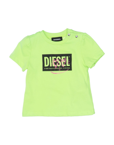 Shop Diesel Newborn Girl T-shirt Acid Green Size 3 Cotton