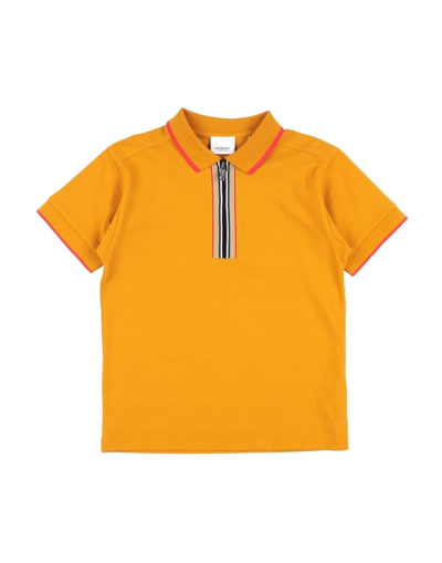 Shop Burberry Toddler Boy Polo Shirt Ocher Size 6 Organic Cotton, Polyester, Elastane In Yellow