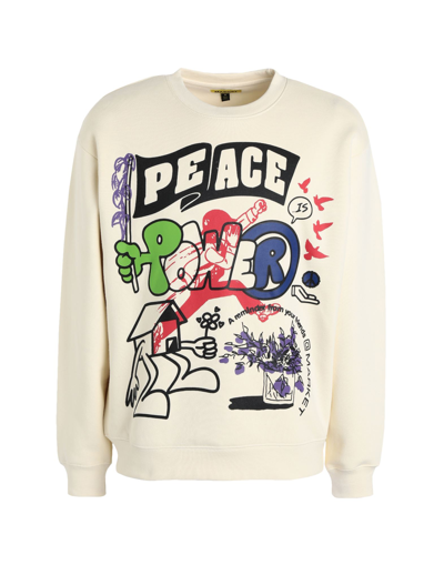 Shop Market Peace And Power Crewneck Sweatshirt Man Sweatshirt Ivory Size Xl Cotton In White
