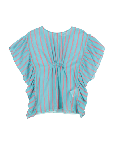 Shop Aletta Toddler Girl Top Turquoise Size 4 Cotton, Silk In Blue