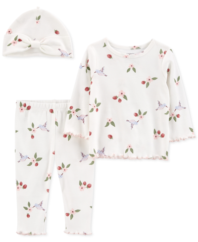 Shop Carter's Baby Girls Hummingbird Cotton Outfit, 3 Piece Set In White