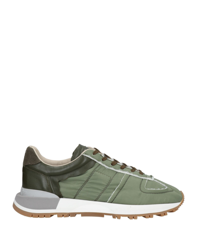 Shop Maison Margiela Man Sneakers Green Size 7 Textile Fibers, Soft Leather