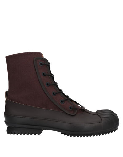 Shop Maison Margiela Man Ankle Boots Dark Brown Size 9 Leather, Textile Fibers