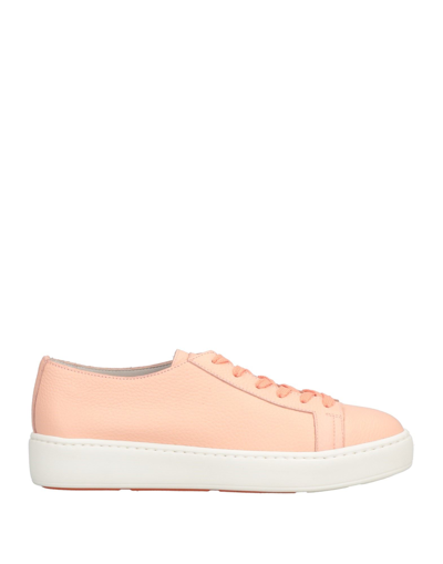 Shop Santoni Woman Sneakers Salmon Pink Size 8 Soft Leather