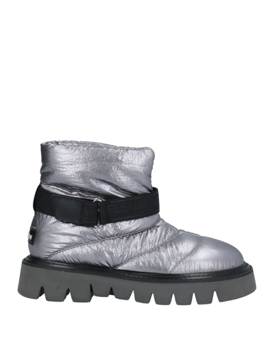 Shop Elena Iachi Woman Ankle Boots Silver Size 7 Textile Fibers, Leather
