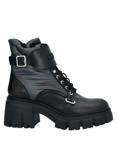 Shop Loriblu Woman Ankle Boots Black Size 11 Calfskin, Textile Fibers