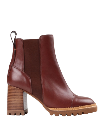 Shop See By Chloé Woman Ankle Boots Tan Size 10 Bovine Leather In Brown