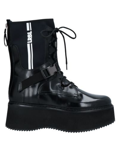Shop Loriblu Woman Ankle Boots Black Size 11 Calfskin, Textile Fibers, Goat Skin
