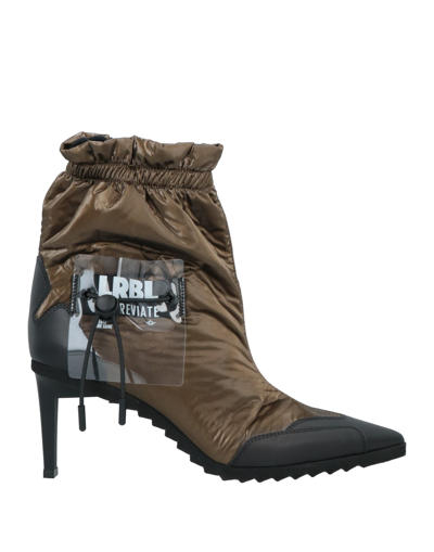 Shop Loriblu Woman Ankle Boots Khaki Size 5 Textile Fibers In Beige
