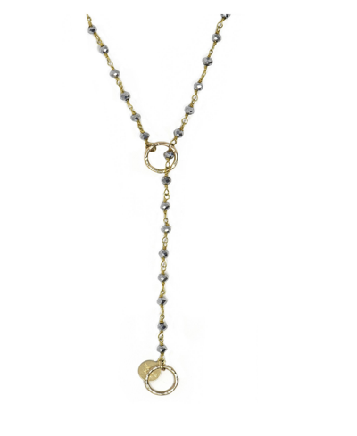 Shop Roberta Sher Designs 14k Gold Filled Stones Handwrapped Single Delight Necklace In Pyrite