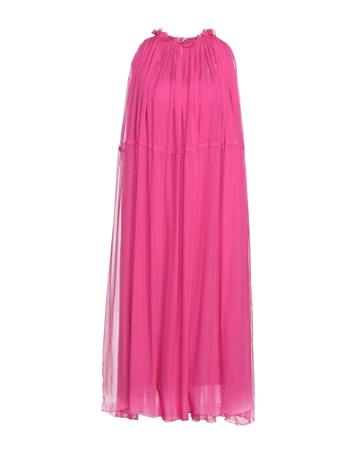 Shop Rochas Woman Midi Dress Fuchsia Size 4 Silk In Pink