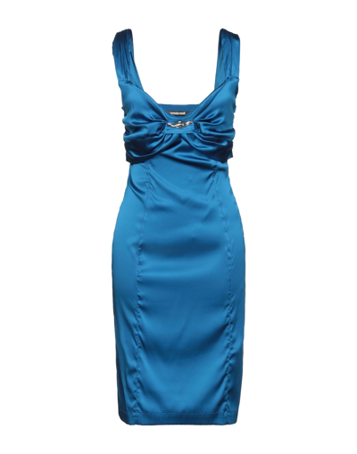 Shop Roberto Cavalli Woman Midi Dress Azure Size 8 Silk, Elastane In Blue