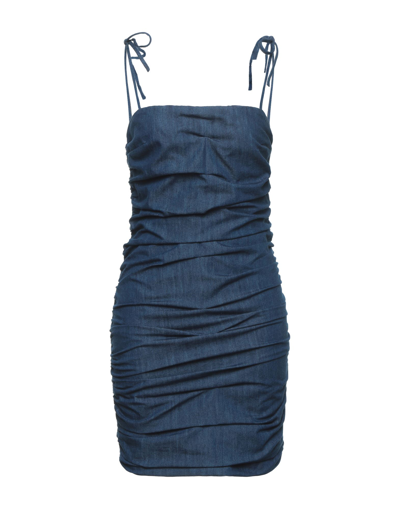 Shop Amotea Woman Mini Dress Blue Size 6 Cotton, Polyester, Elastane