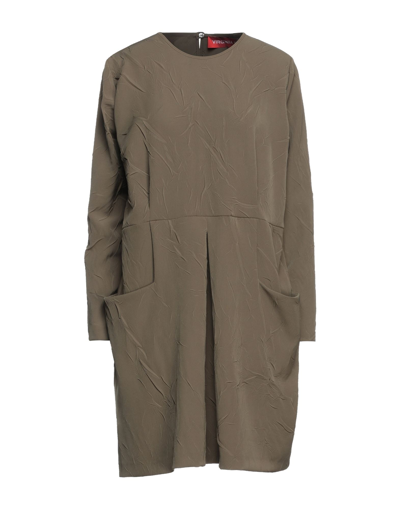 Shop Virginia Bizzi Woman Mini Dress Military Green Size 6 Polyester, Elastic Fibres