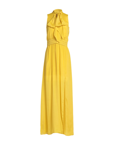 Shop Patrizia Pepe Sera Woman Maxi Dress Yellow Size 6 Viscose, Silk