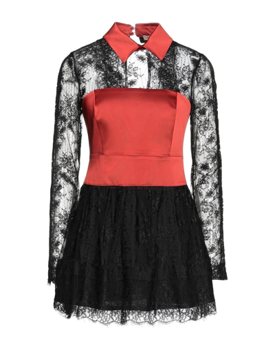 Shop Babylon Woman Mini Dress Red Size 4 Polyester, Cotton, Elastane