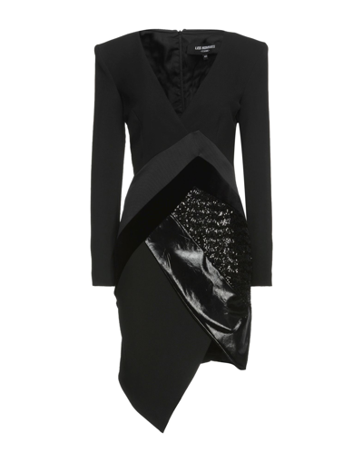 Shop Les Hommes - Femme Woman Mini Dress Black Size 4 Polyester, Viscose, Cotton, Elastane, Sheepskin