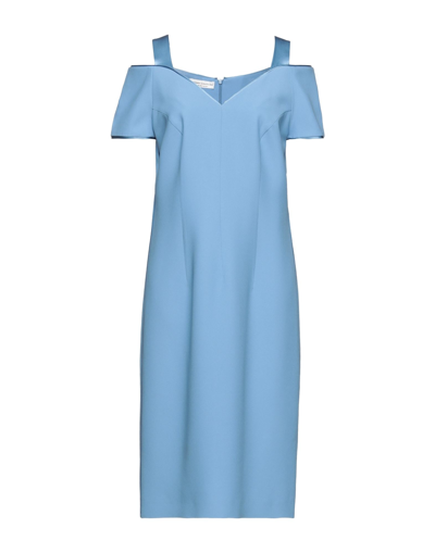 Shop Botondi Couture Woman Midi Dress Pastel Blue Size 10 Viscose, Acetate, Silk