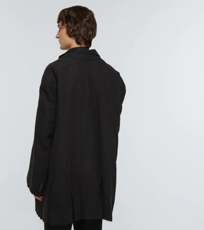 Shop Balenciaga Oversized Linen Coat In Black