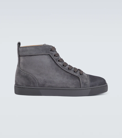 Shop Christian Louboutin Louis Suede High-top Sneakers In Smoky