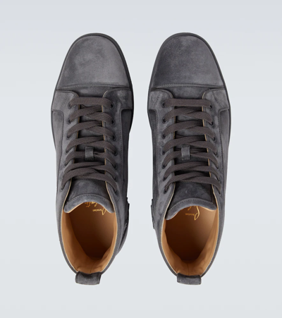 Shop Christian Louboutin Louis Suede High-top Sneakers In Smoky