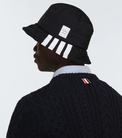 Thom Browne Black 4-bar Bucket Hat In Black