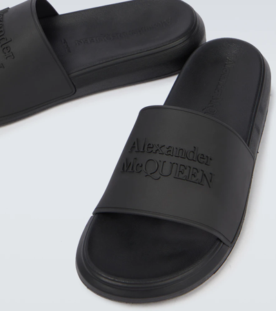 Shop Alexander Mcqueen Pool Slides In Black