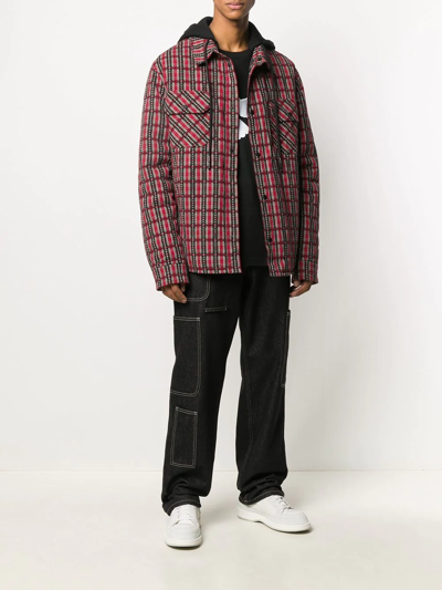 Off-white Check Hooded Jacket In Red Black
