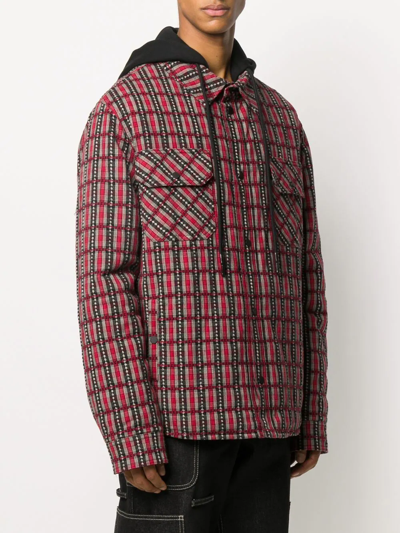 Off-white Check Hooded Jacket In Red Black