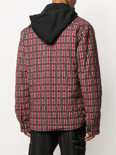 Off-white Check Hooded Jacket In Red Black