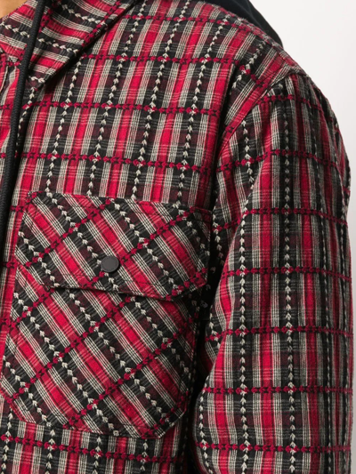Off-white Check Hooded Jacket In Red Black