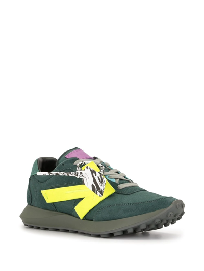 Shop Off-white Arrows Suede Sneakers In 5718 Dark Green Yellow