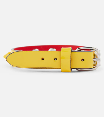 Christian Louboutin Loubilink Embellished Leather Bracelet In Sol/sol
