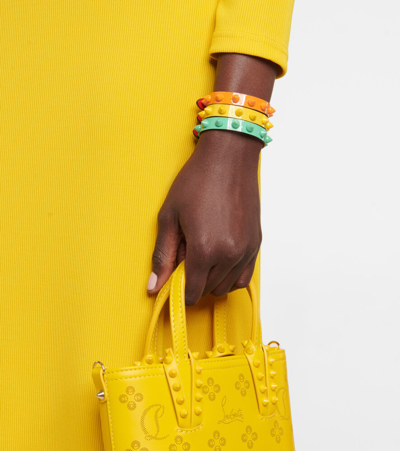 Christian Louboutin Loubilink Embellished Leather Bracelet In Detox/detox