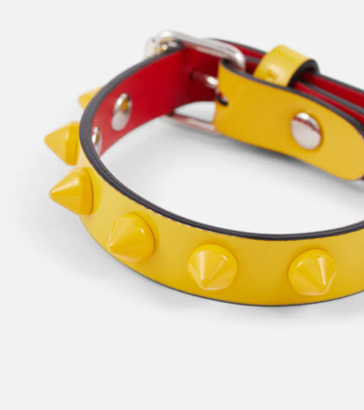 Christian Louboutin Loubilink Embellished Leather Bracelet In Sol/sol