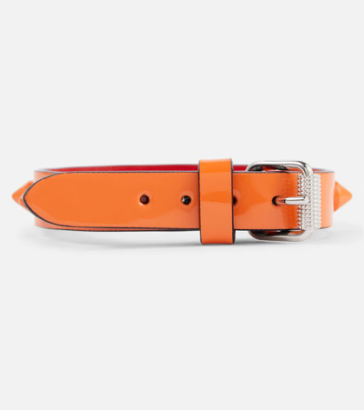 Christian Louboutin Loubilink Embellished Leather Bracelet In Papaya/papaya
