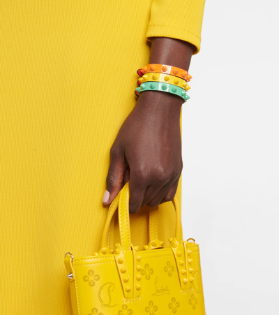 Christian Louboutin Loubilink Embellished Leather Bracelet In Papaya/papaya