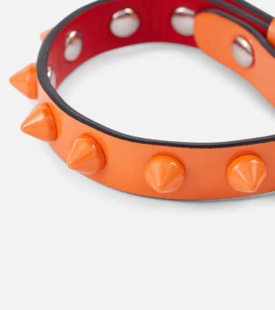 Christian Louboutin Loubilink Embellished Leather Bracelet In Papaya/papaya